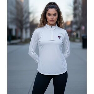 Under Armour Texas Tech Red Raiders 1/4 Zip Pullover Womens 2XL White Heatgear